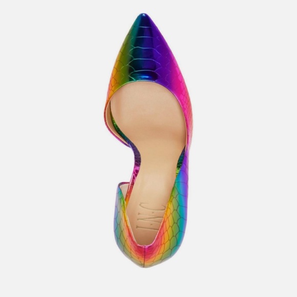 NEW| INC International Concepts Kenjay Rainbow D'Orsay Snakeskin Heels, 8M - Picture 2 of 2
